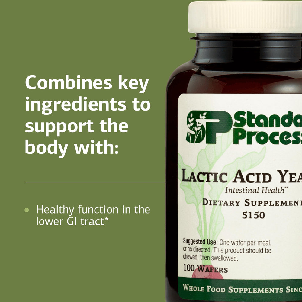 Standard Process Lactic Acid Yeast foil seal indicating freshness and proper dosage.