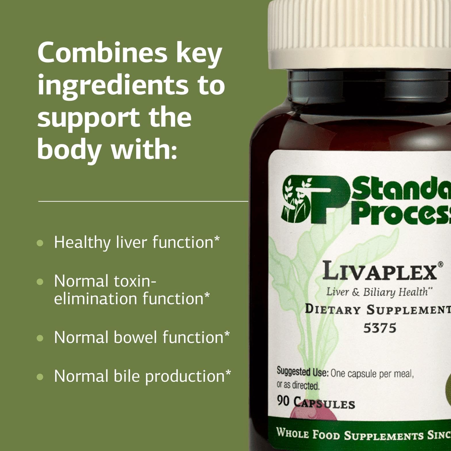 Livaplex ingredients panel highlights organic carrot and other nutrient-rich components.