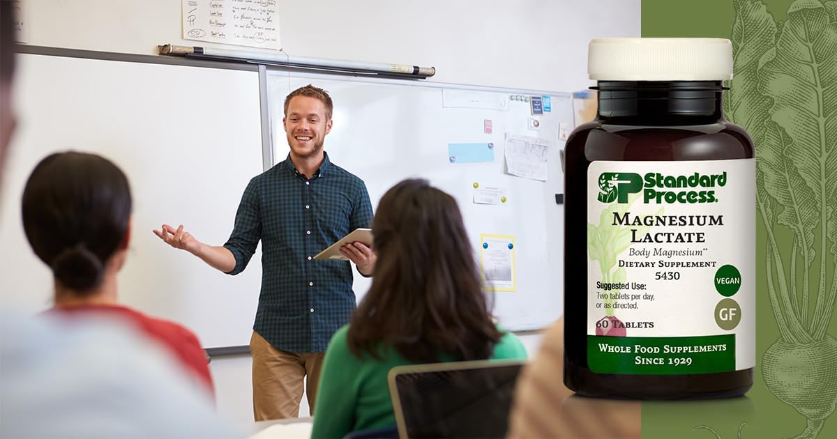 Standard Process Magnesium Lactate label shows 200 mg per serving.