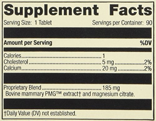 Close-up of Standard Process Mammary PMG tablets for daily gland support.