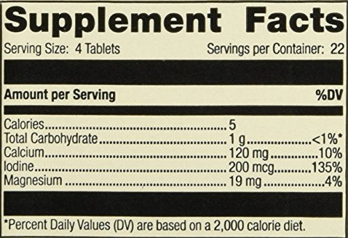 Standard Process Min-Tran 90T nutrition facts panel highlighting calcium and iodine