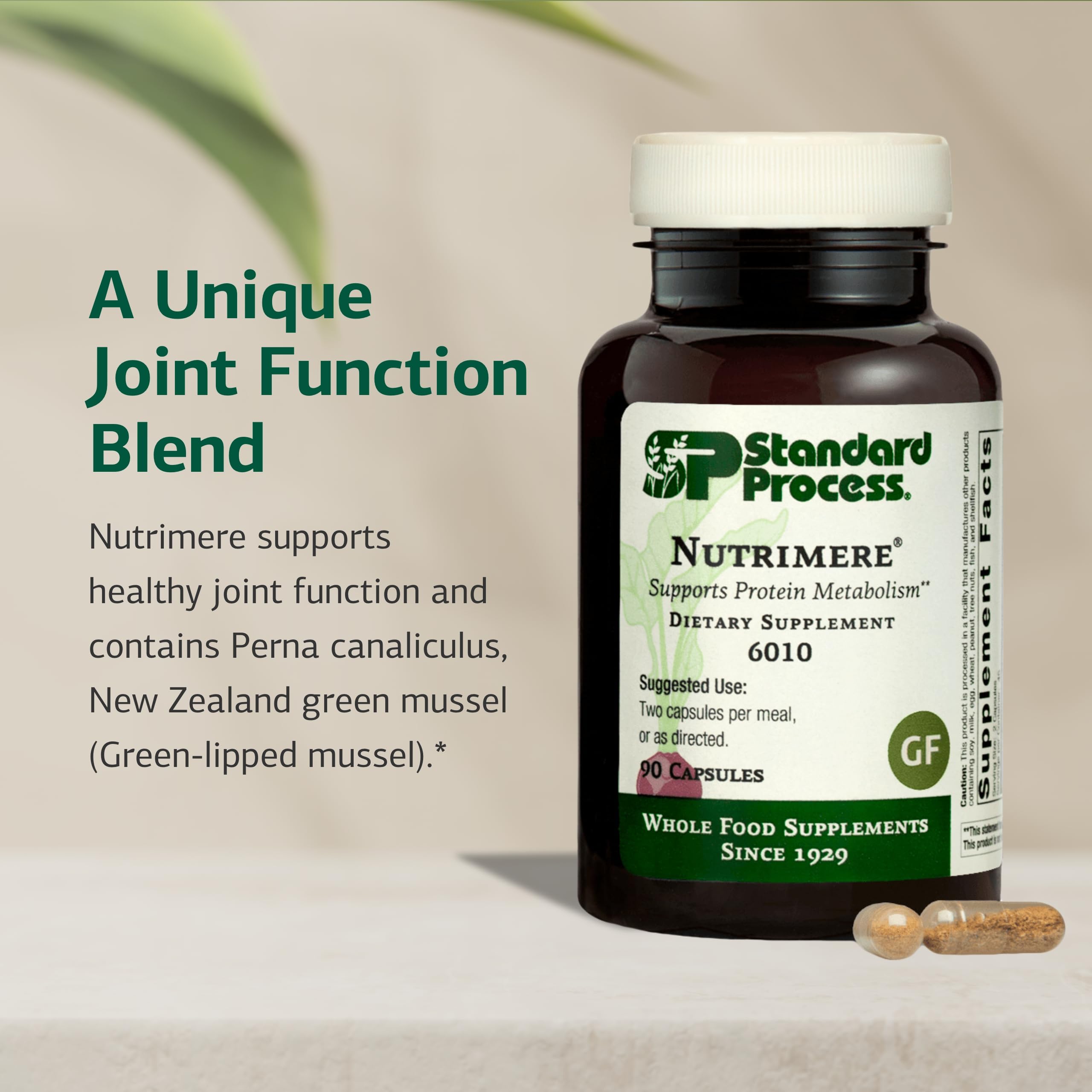 Nutrimere capsules showcasing Perna canaliculus ingredient for joint function support.