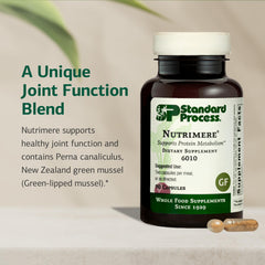Nutrimere capsules showcasing Perna canaliculus ingredient for joint function support.