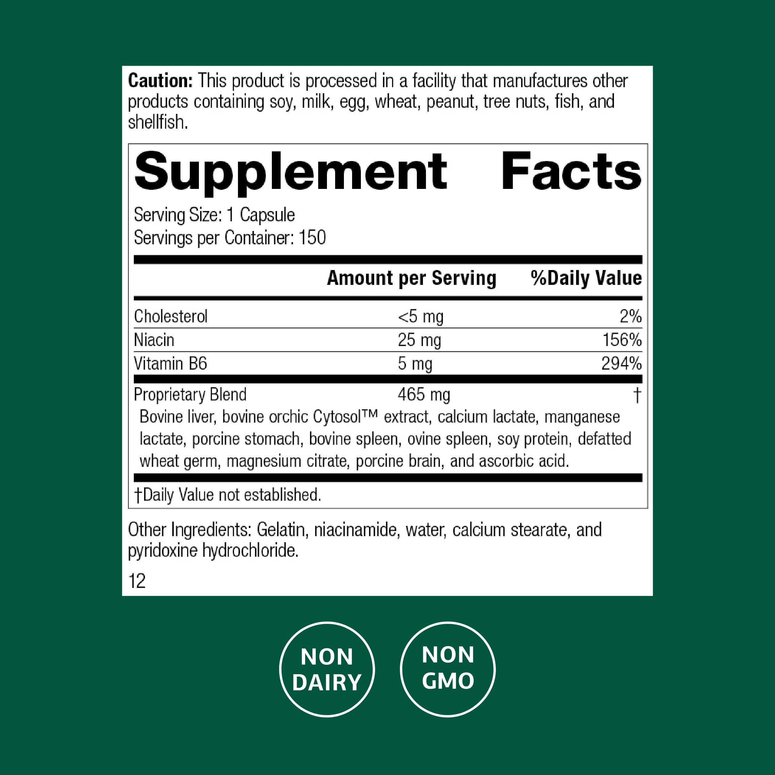 Standard Process Orchex bottle label close-up highlighting calming support