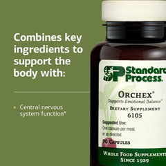 Standard Process Orchex bottle on dining table, fitting into daily wellness routine.