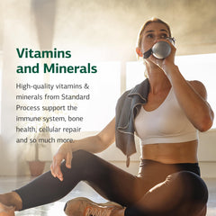 Standard Process Organically Bound Minerals tablet close-up showing compact form.