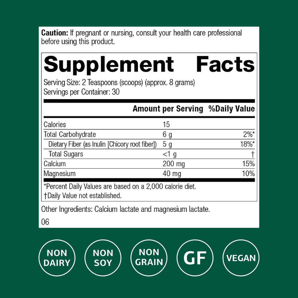 Standard Process Prebiotic Inulin label close-up for immune-support and digestive balance potential.