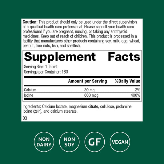 Prolamine Iodine tablets close-up showing smooth tablets ready for daily use
