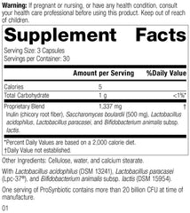 Standard Process ProSynbiotic label close-up with ingredient highlights for gut support.