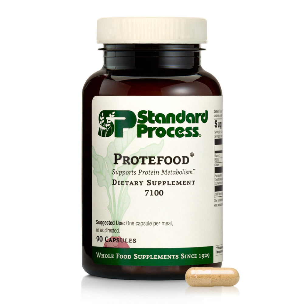 Protefood bottle front showing whole-food protein support for daily metabolism