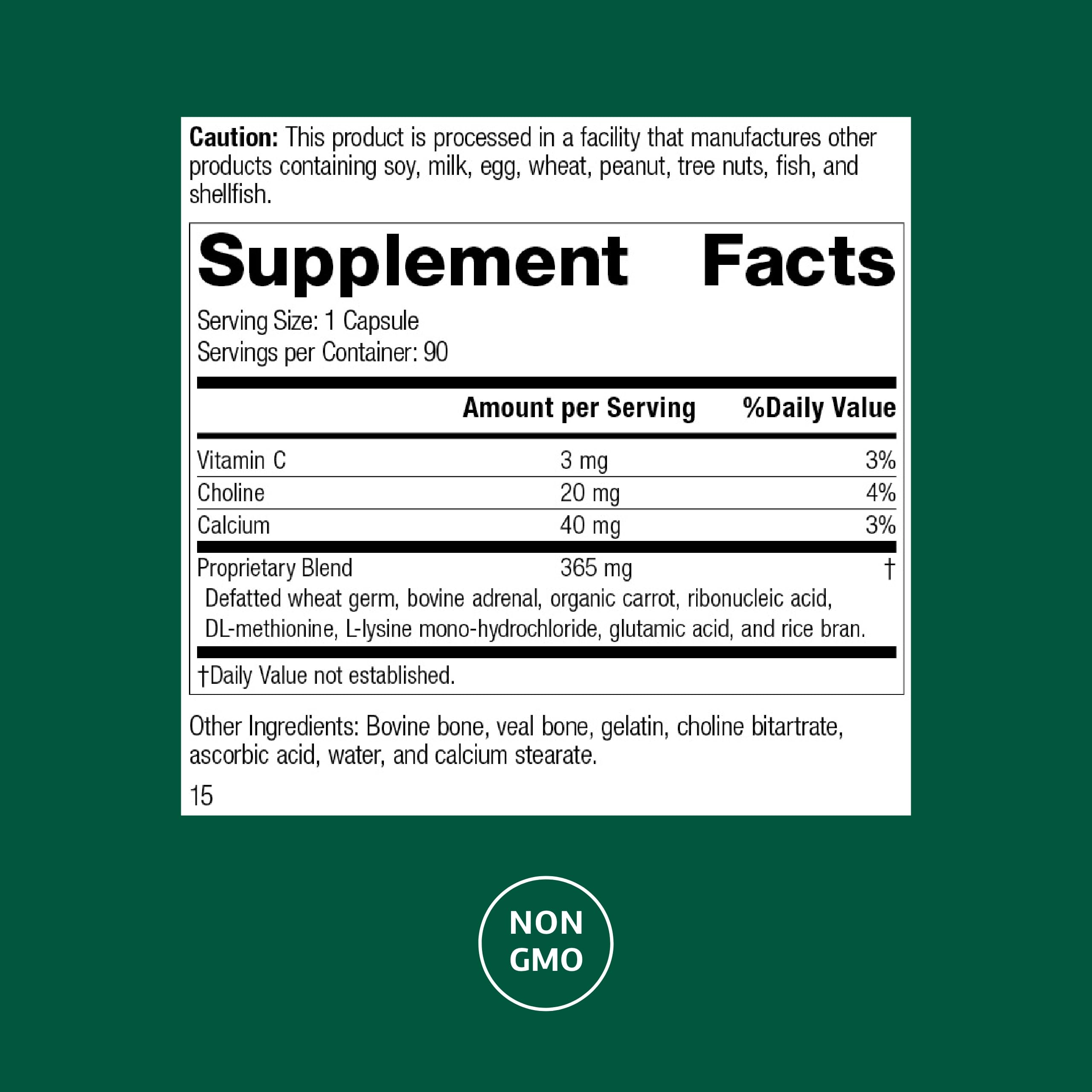 Protefood label closeup highlighting calcium and vitamin C for bone and immune health