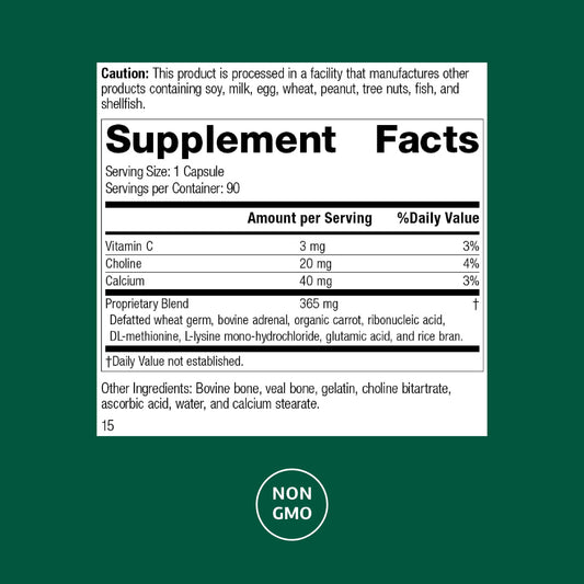 Protefood label closeup highlighting calcium and vitamin C for bone and immune health