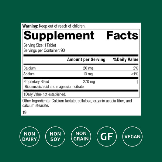 Standard Process RNA yeast-derived ingredients showcased on label, supporting natural cellular nutrition
