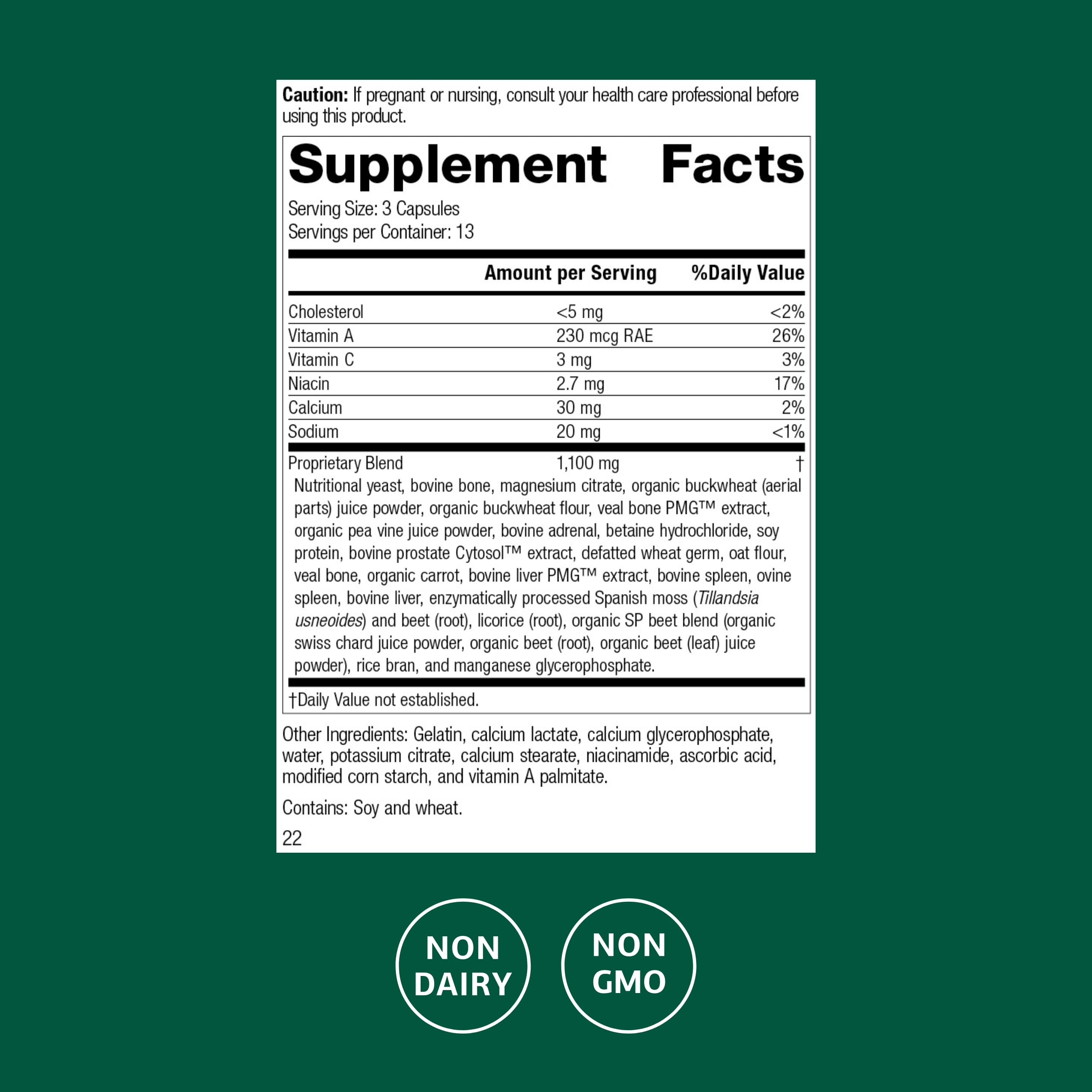 Standard Process Rumaplex capsules close-up ready for daily liver support.
