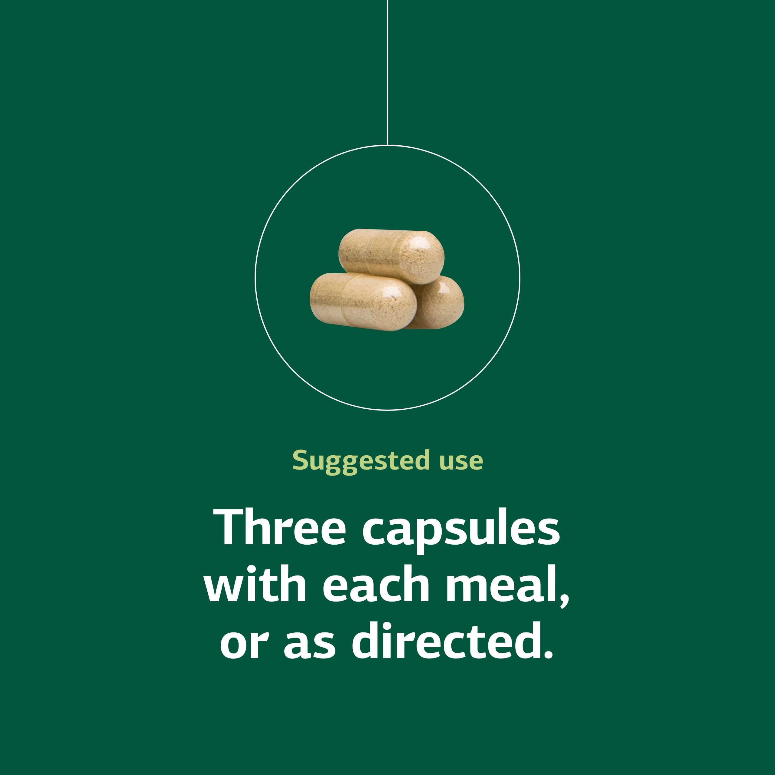 Serving dose of three capsules per meal for liver support.
