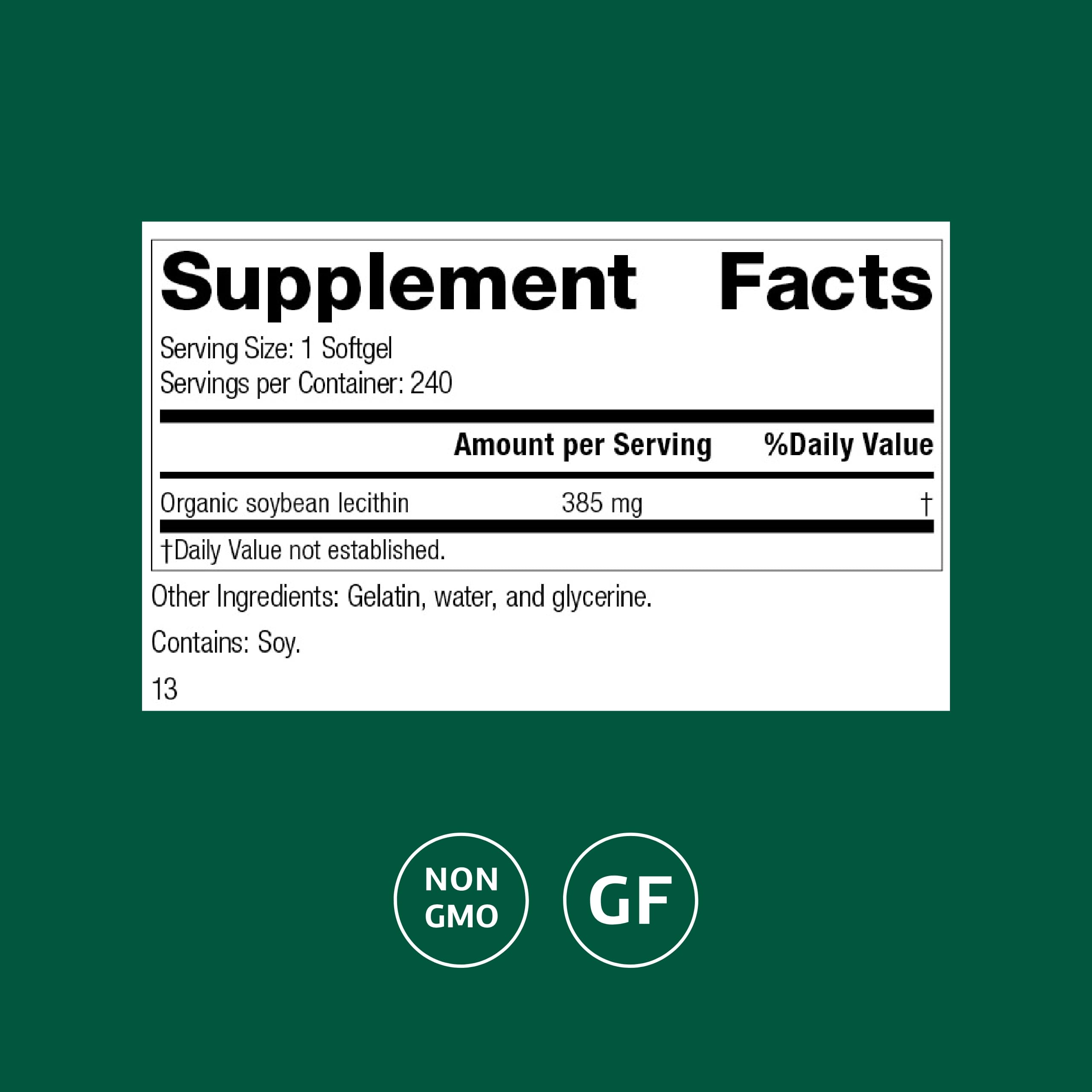 Standard Process Soybean Lecithin bottle closeup highlights gluten-free, whole-food nutrition