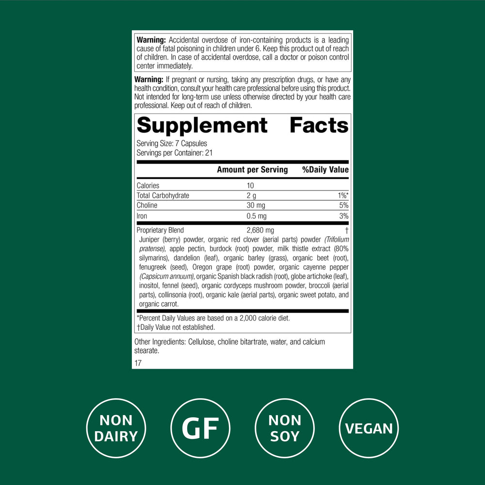 SP Cleanse bottle side view with capsules and label details for digestive support