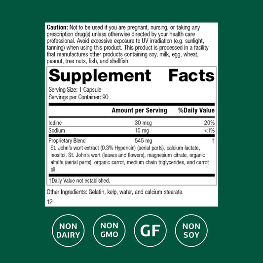 Capsules close-up showing St. John’s Wort-IMT for relaxation