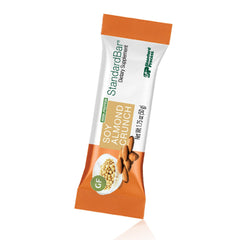 Standard Process StandardBar Soy Almond Crunch on the front of the pack, protein-rich snack for energy.