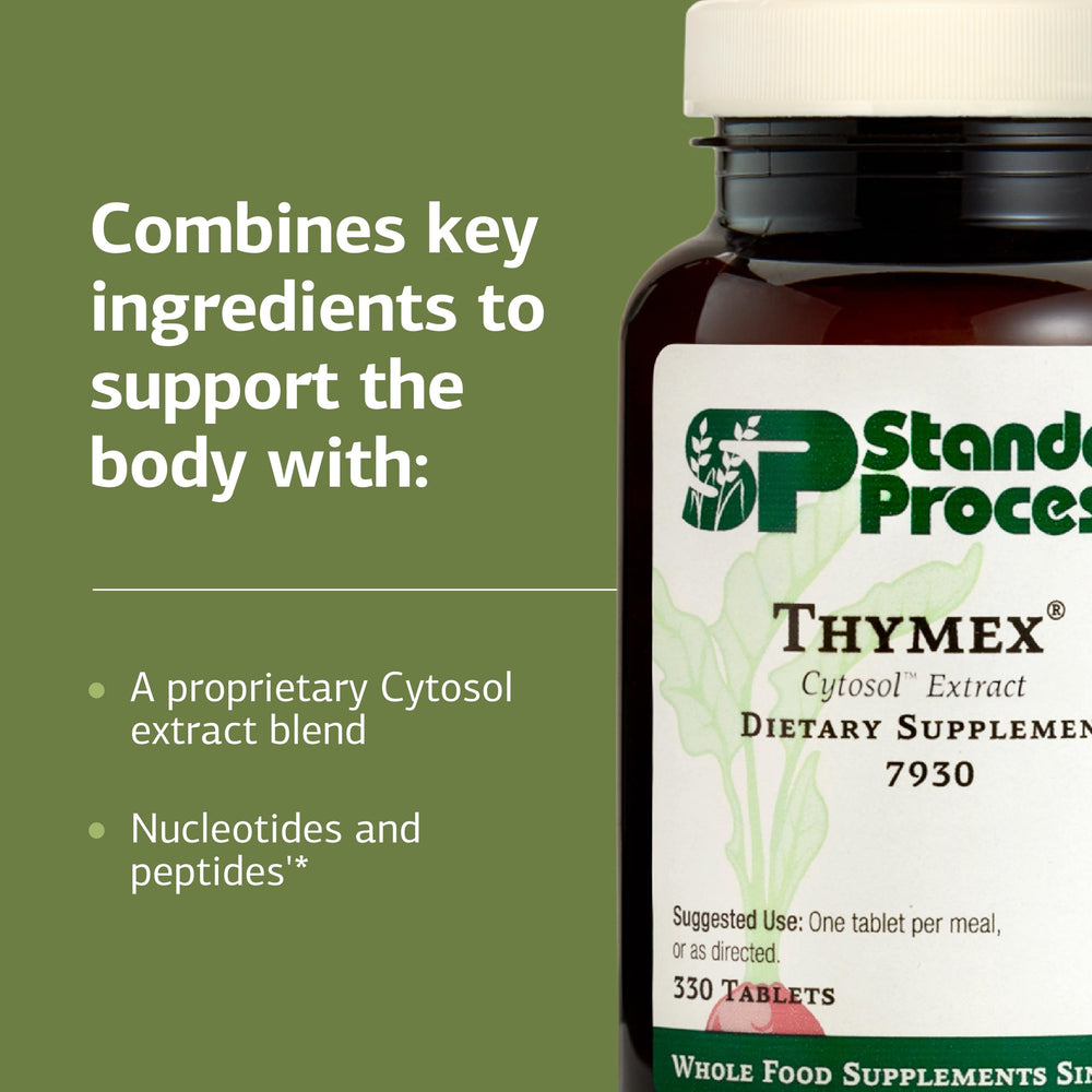Standard Process Thymex daily dose taking one tablet per meal.