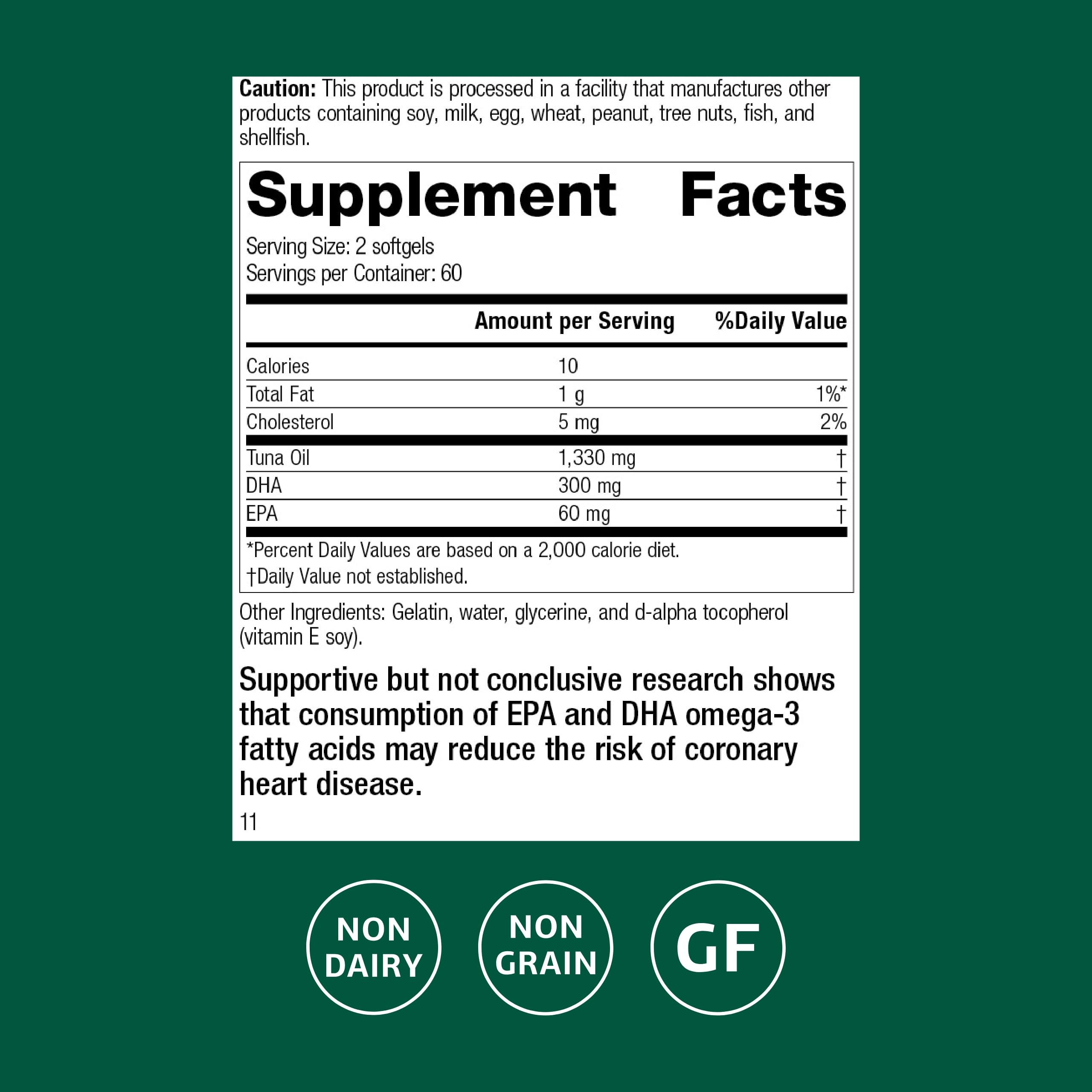 Close-up of Standard Process tuna omega-3 softgels for daily dosing