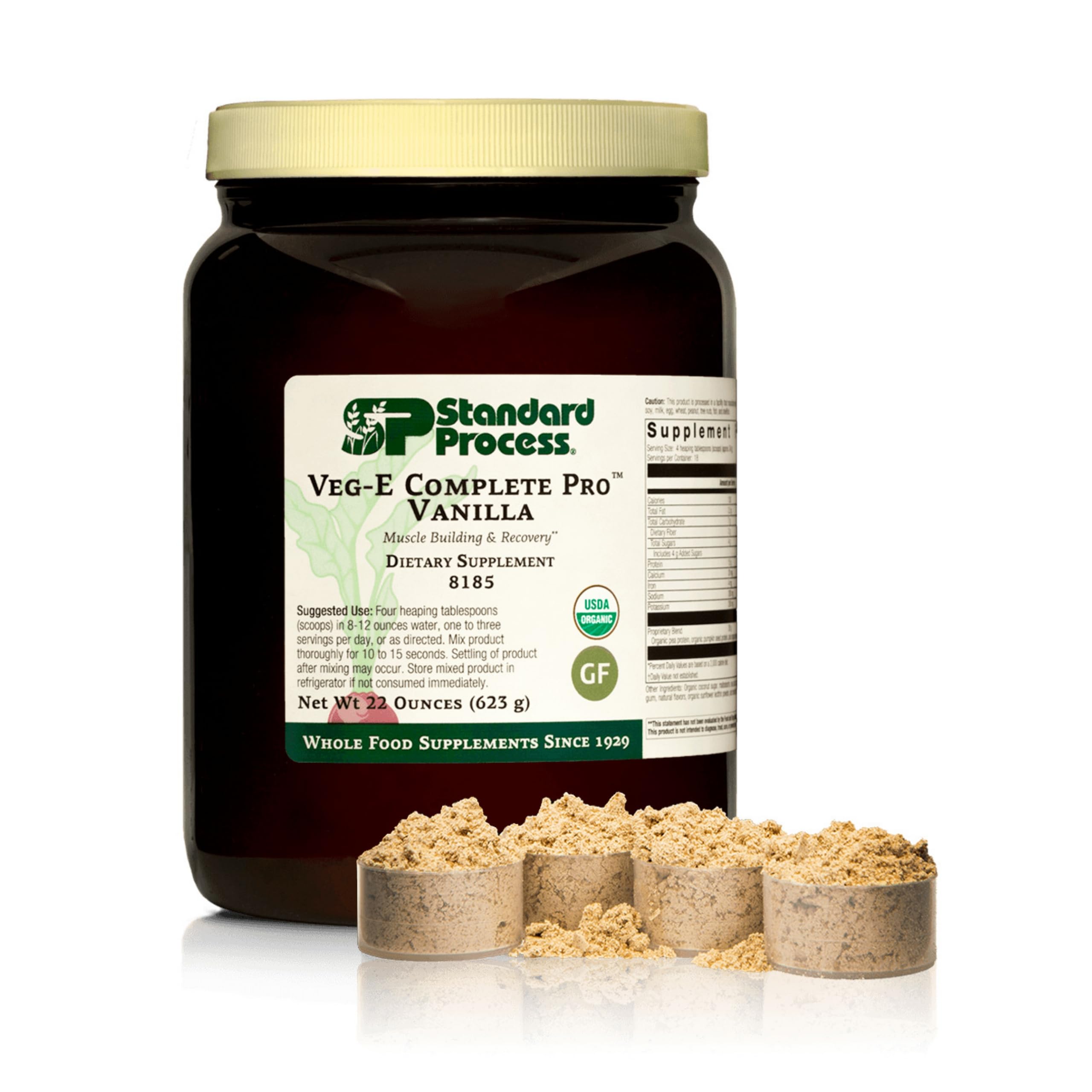 Standard Process Veg-E Complete Pro vanilla canister supports daily plant-based protein intake.