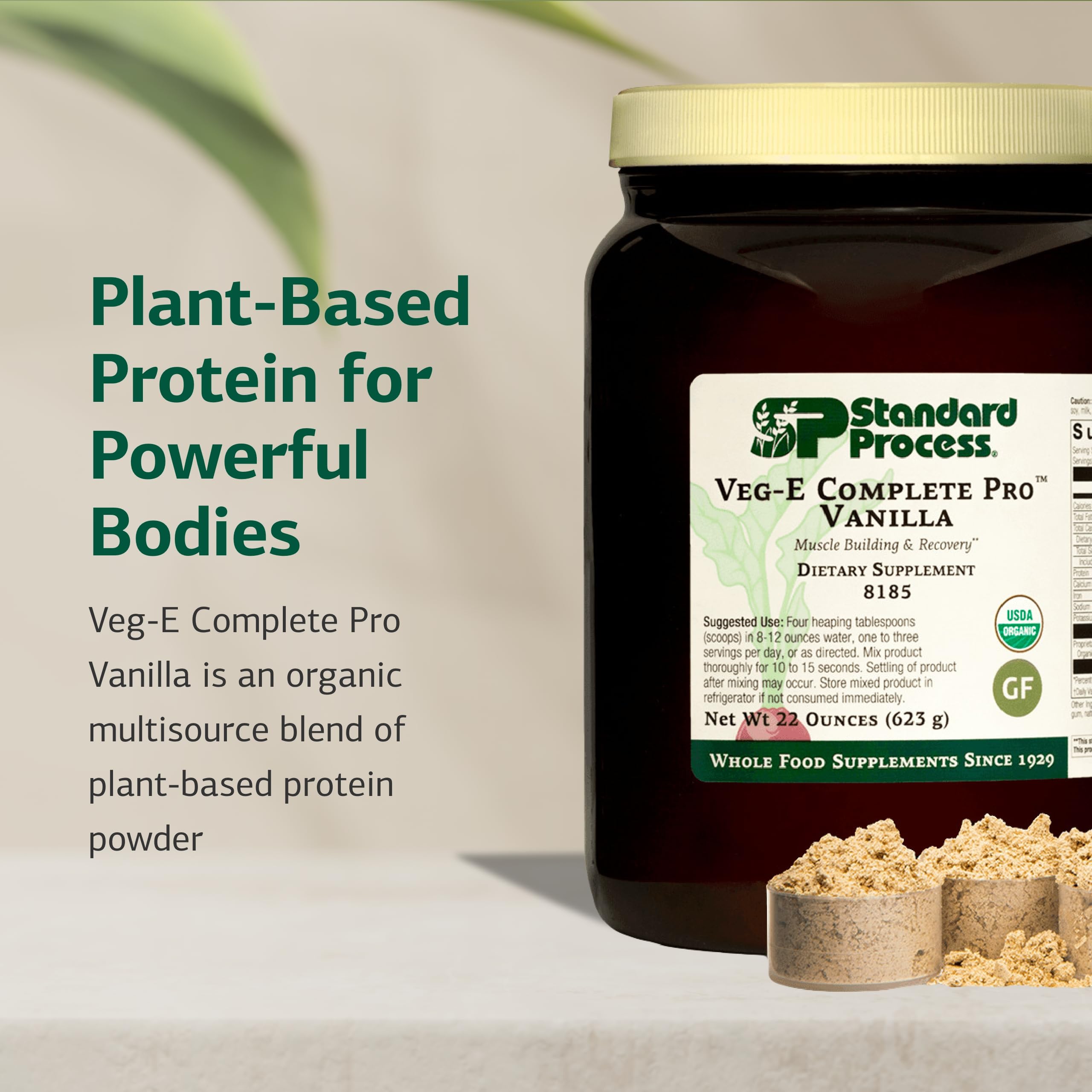 Standard Process Veg-E Complete Pro vanilla shaker shows quick, convenient nutrition mix.