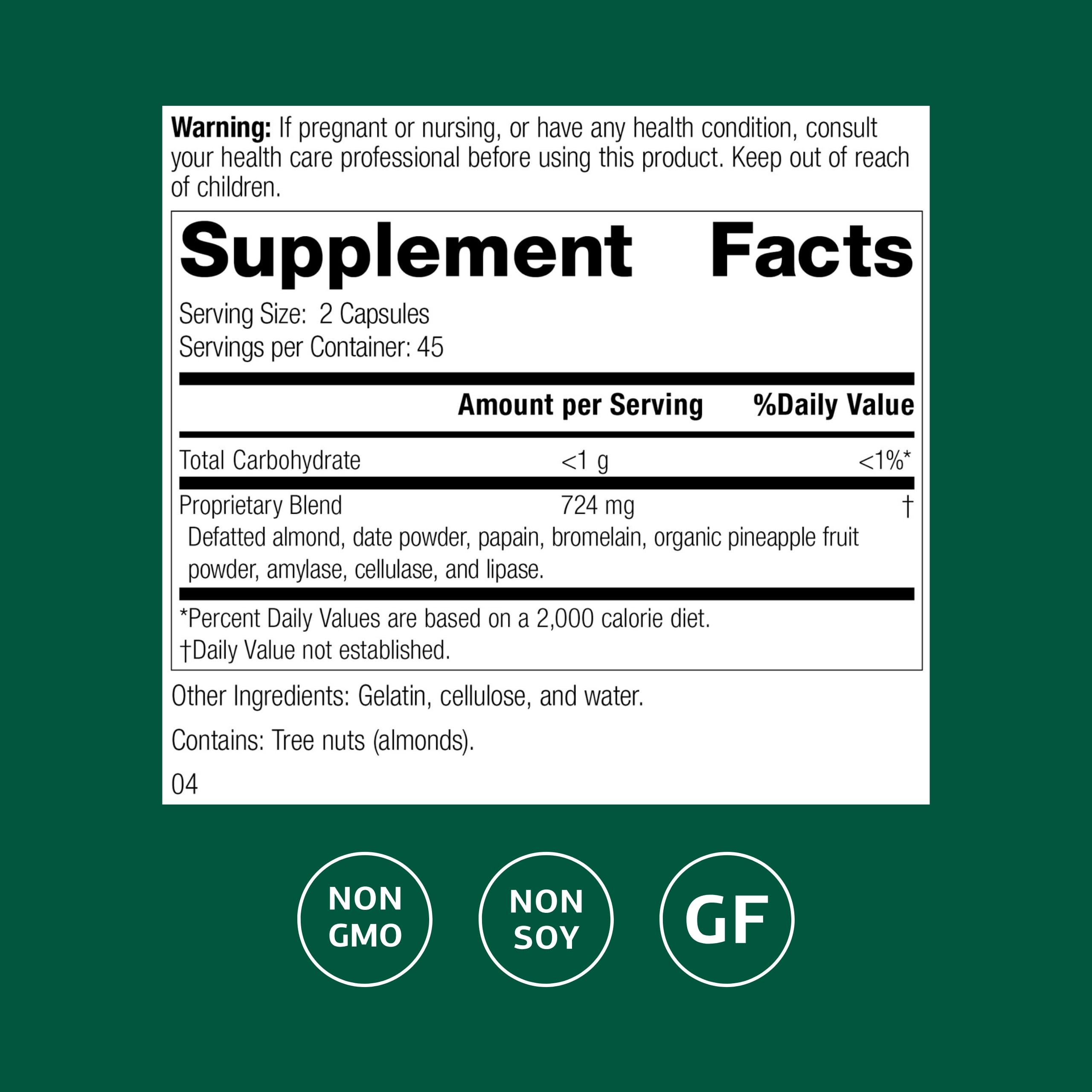 Standard Process Zymex II capsules on white background for gut health support