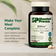 Standard Process Zypan bottle label showing ingredients and dosage guidance.