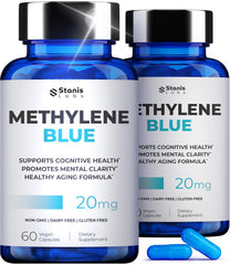 Stanis Labs Ultimate Methylene Blue bottle with premium capsules for laser-like focus