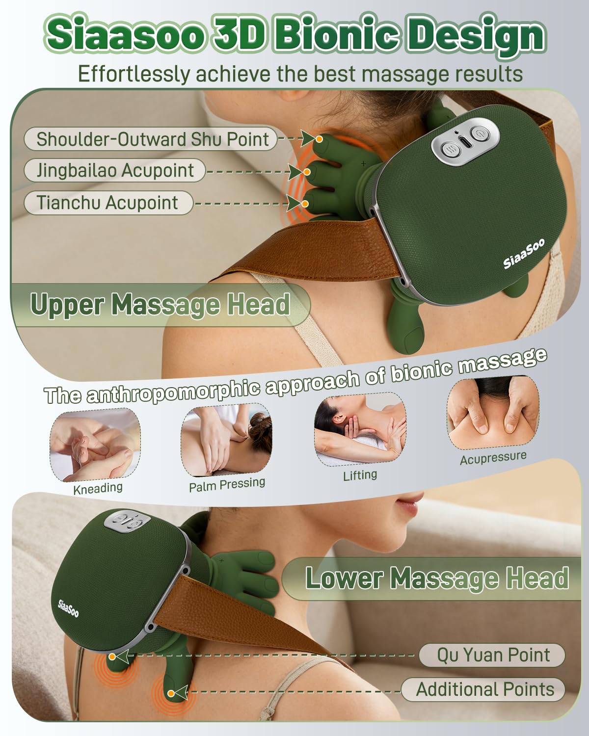 StarEEl Siaasoo 3D kneading action targets neck, back, and shoulders.