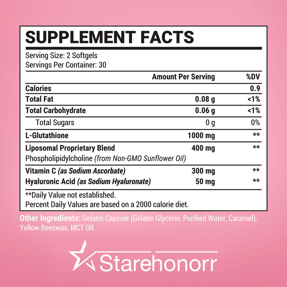 Starehonorr Liposomal Glutathione Softgels bottle pour demonstrates convenient dosing for consistent routines.
