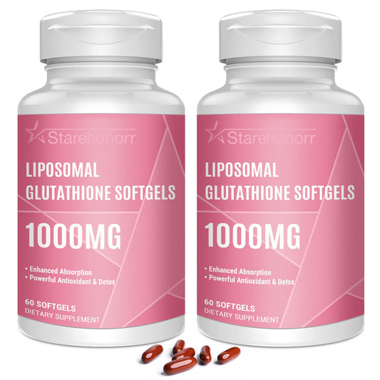 Starehonorr liposomal glutathione softgels bottle shows high potency for enhanced absorption.