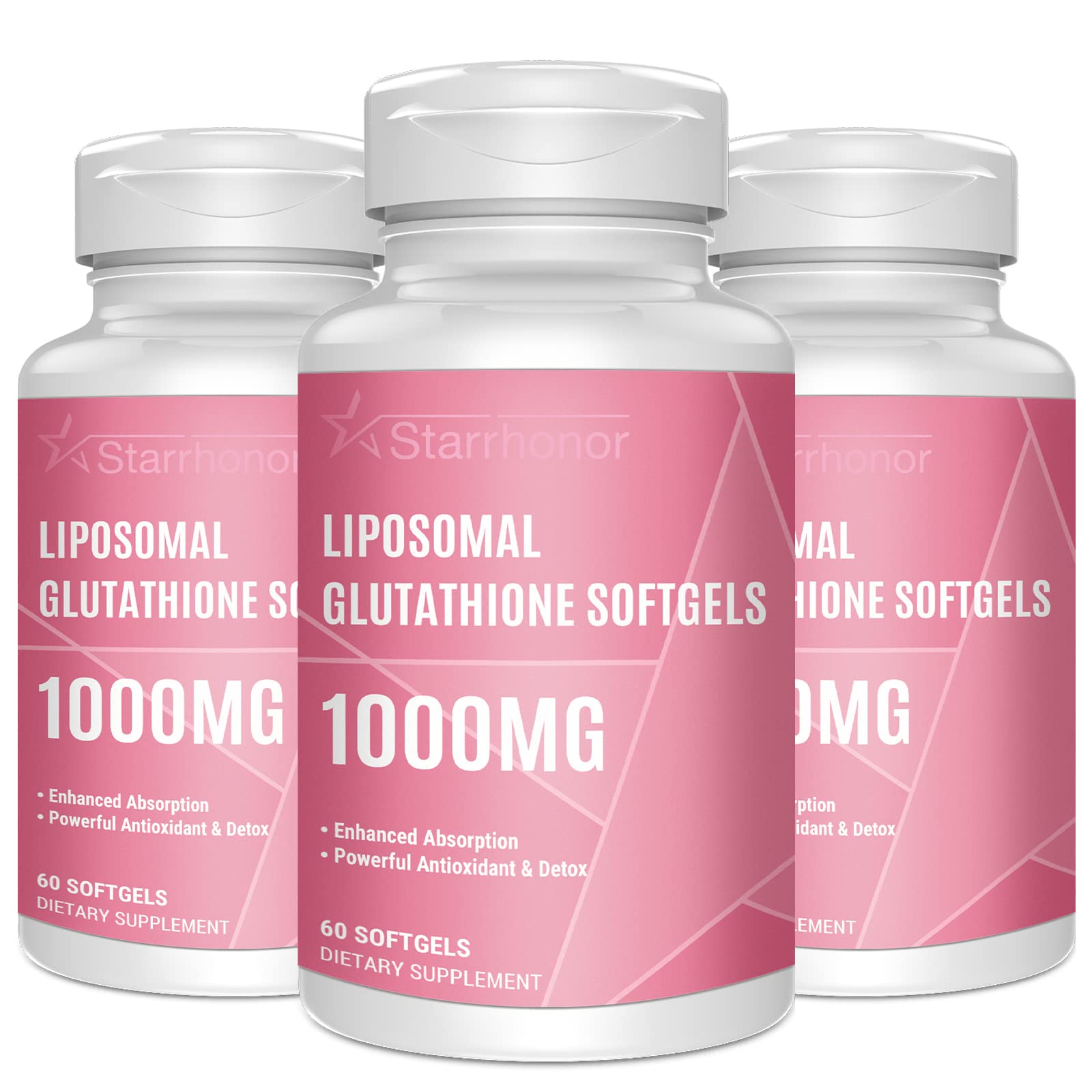 Starehonorr liposomal glutathione softgels bottle for easy daily antioxidant use.