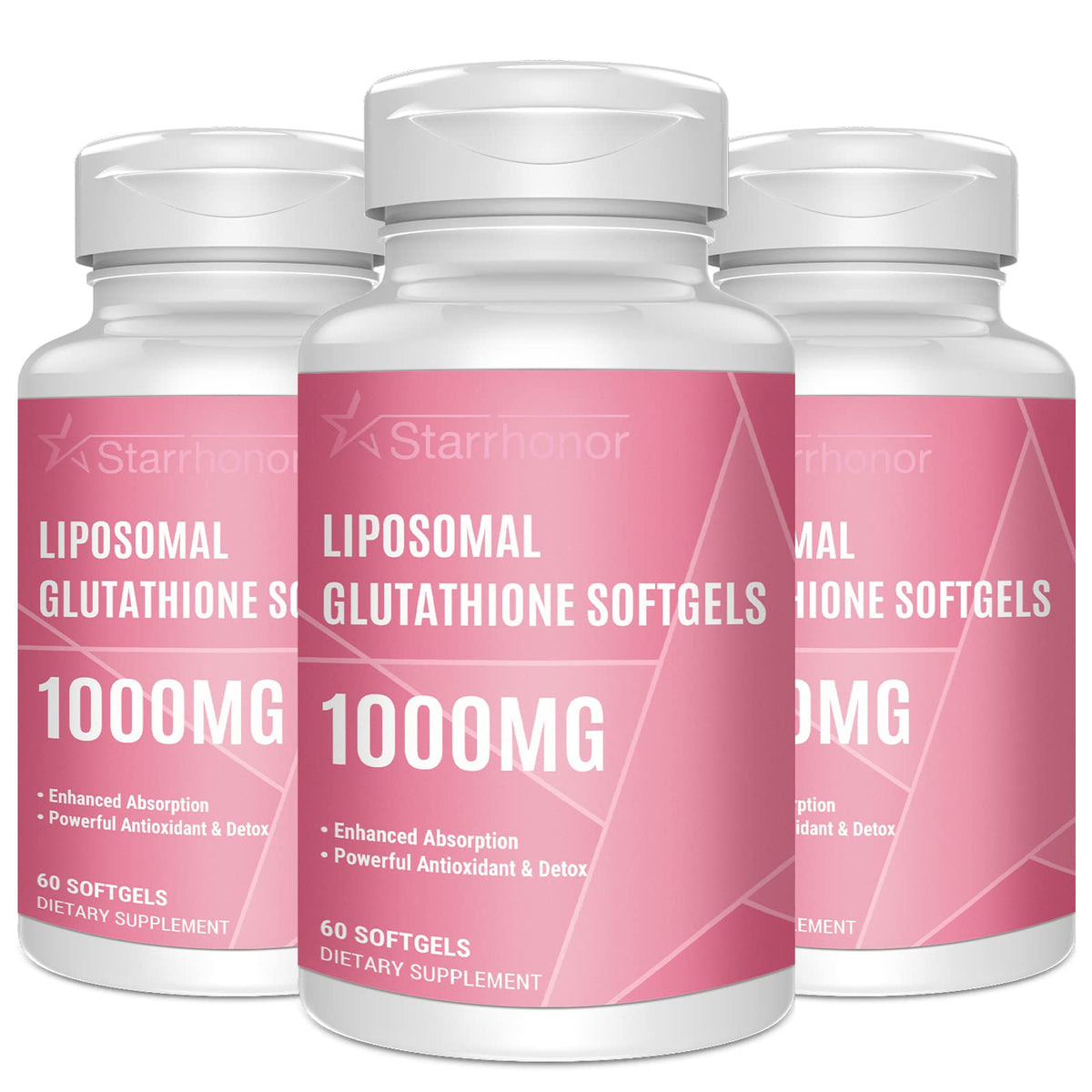 Starehonorr liposomal glutathione softgels bottle for easy daily antioxidant use.