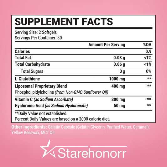 Starehonorr softgels closeup highlights convenient daily antioxidant capsules.