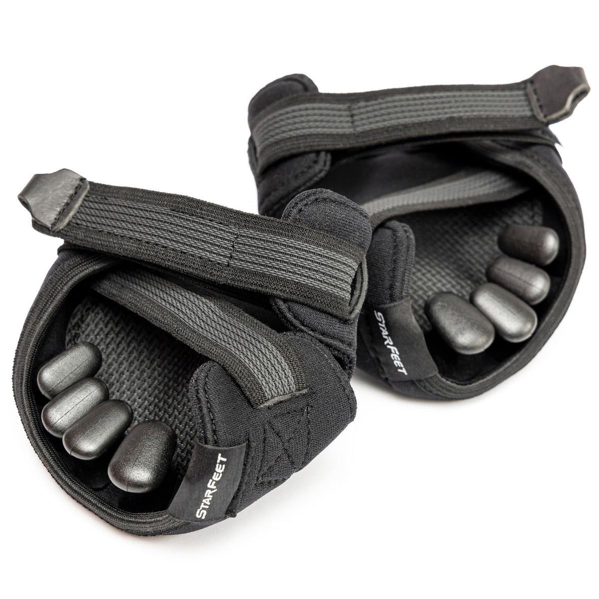 StarFeet on bare feet promotes post-workout recovery and comfort.