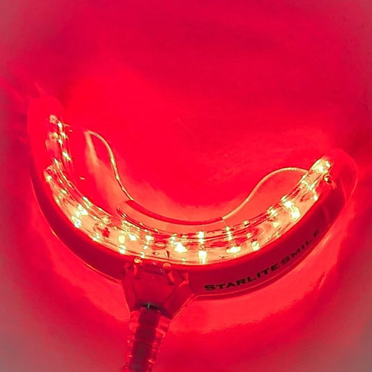 Starlite Smile soft silicone tray offering a comfortable universal fit during sessions.