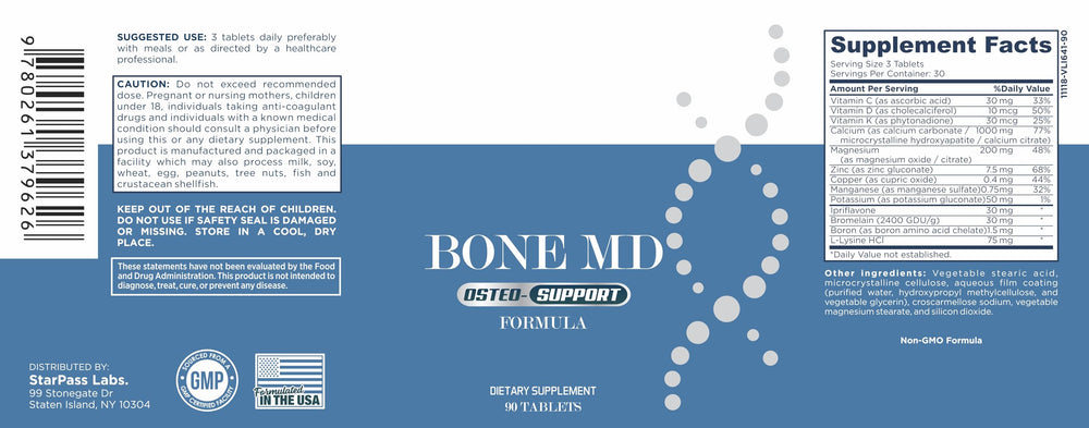 StarPass Labs Bone MD close-up of tablets for daily use