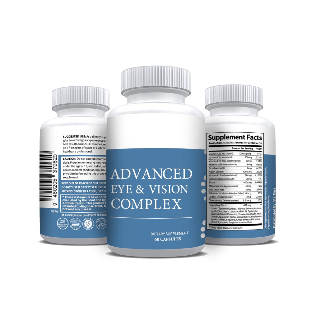 StarPass Labs capsules close-up highlighting lutein and zeaxanthin ingredients for eye support.