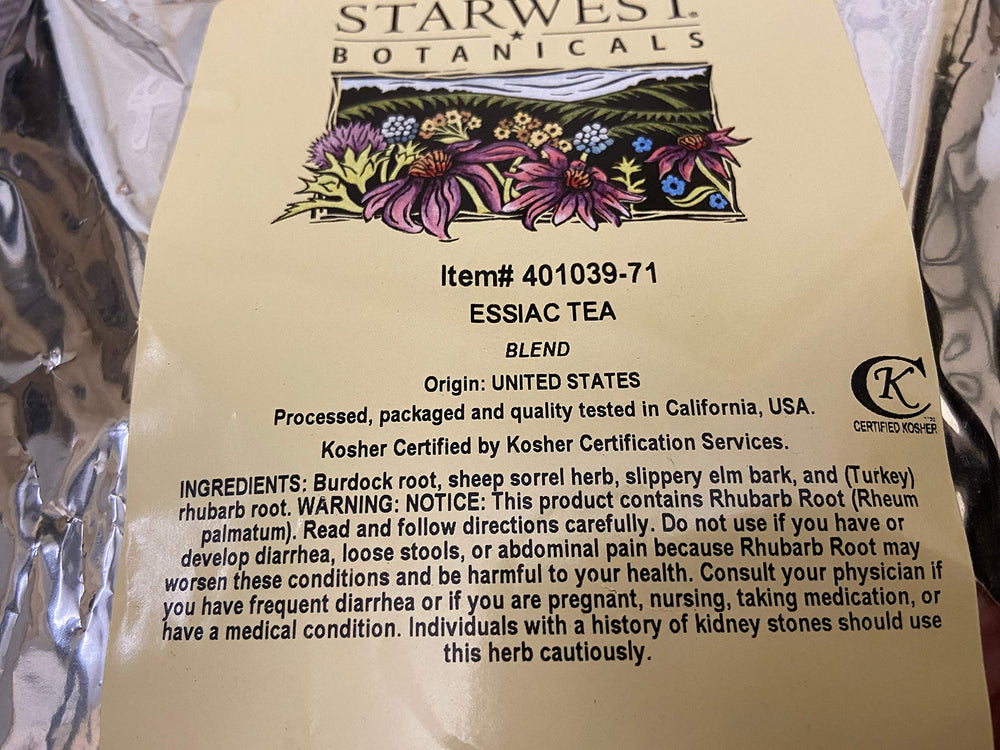 Starwest Botanicals Essiac Tea sheep sorrel; perfect for fragrant infusions