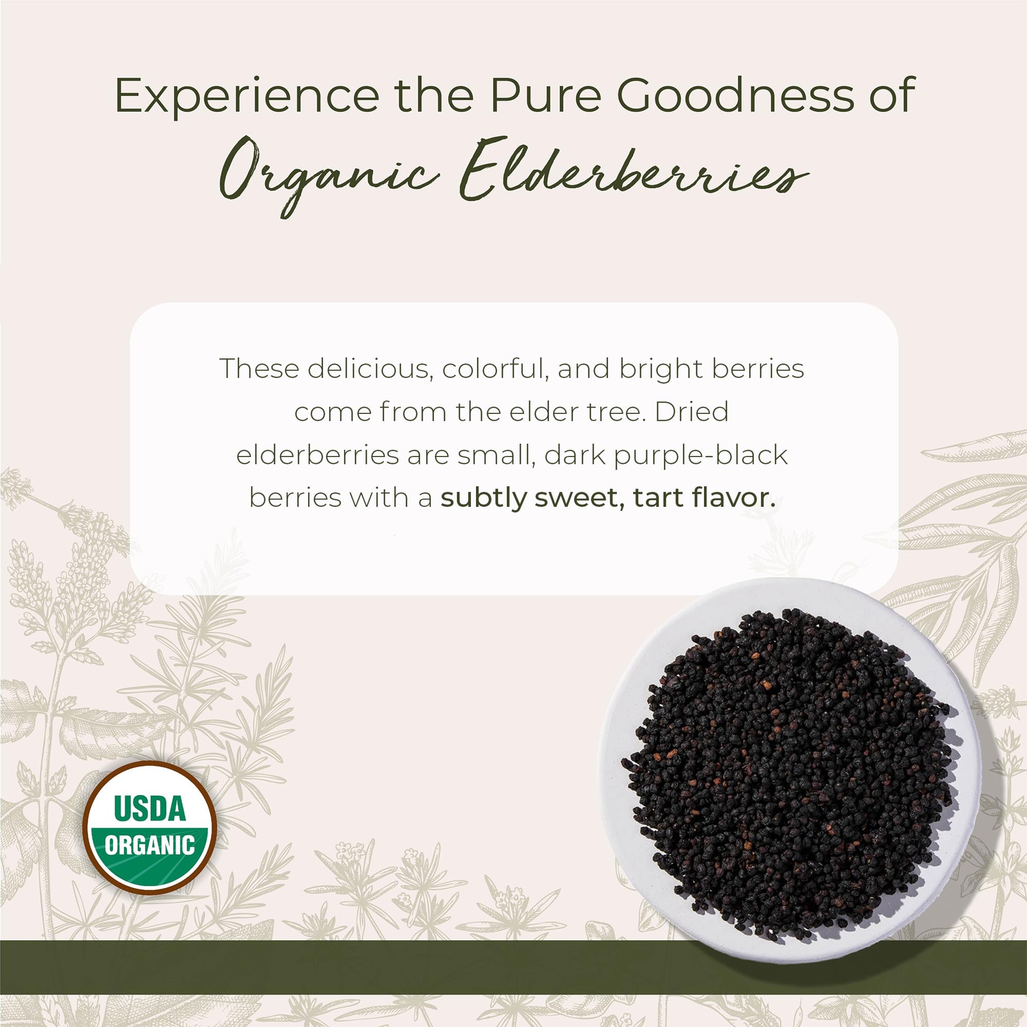 Starwest Botanicals organic elderberries in bulk 2 lb bag for tea.