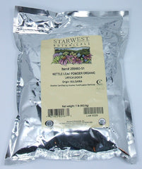 Starwest Botanicals nettle leaf powder 1lb bag close-up texture for blends