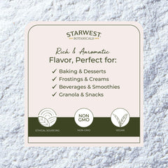Close-up view of fine vanilla powder with aroma from Starwest Botanicals.