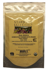Starwest Botanicals White Ginseng Powder in a resealable pouch, ready for smoothies and beverages.