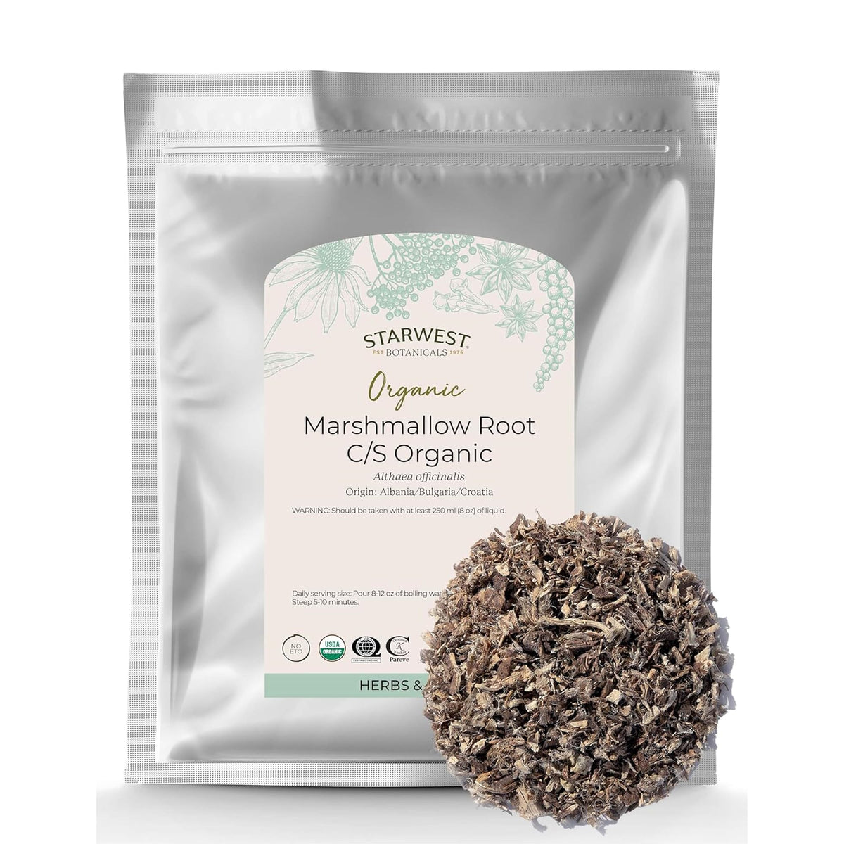 Starwest Marshmallow Root dried bundle for premium tea blends.