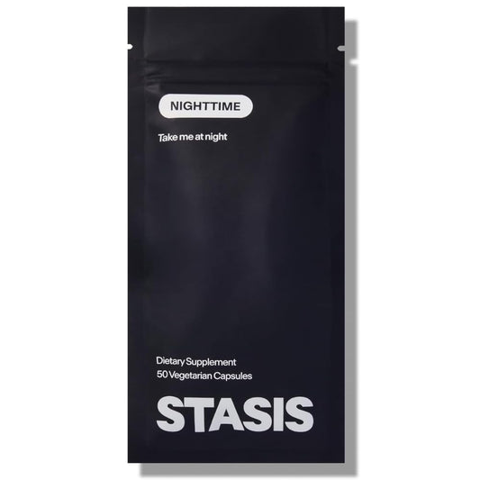 STASIS Nighttime bottle front view for a calming bedtime routine