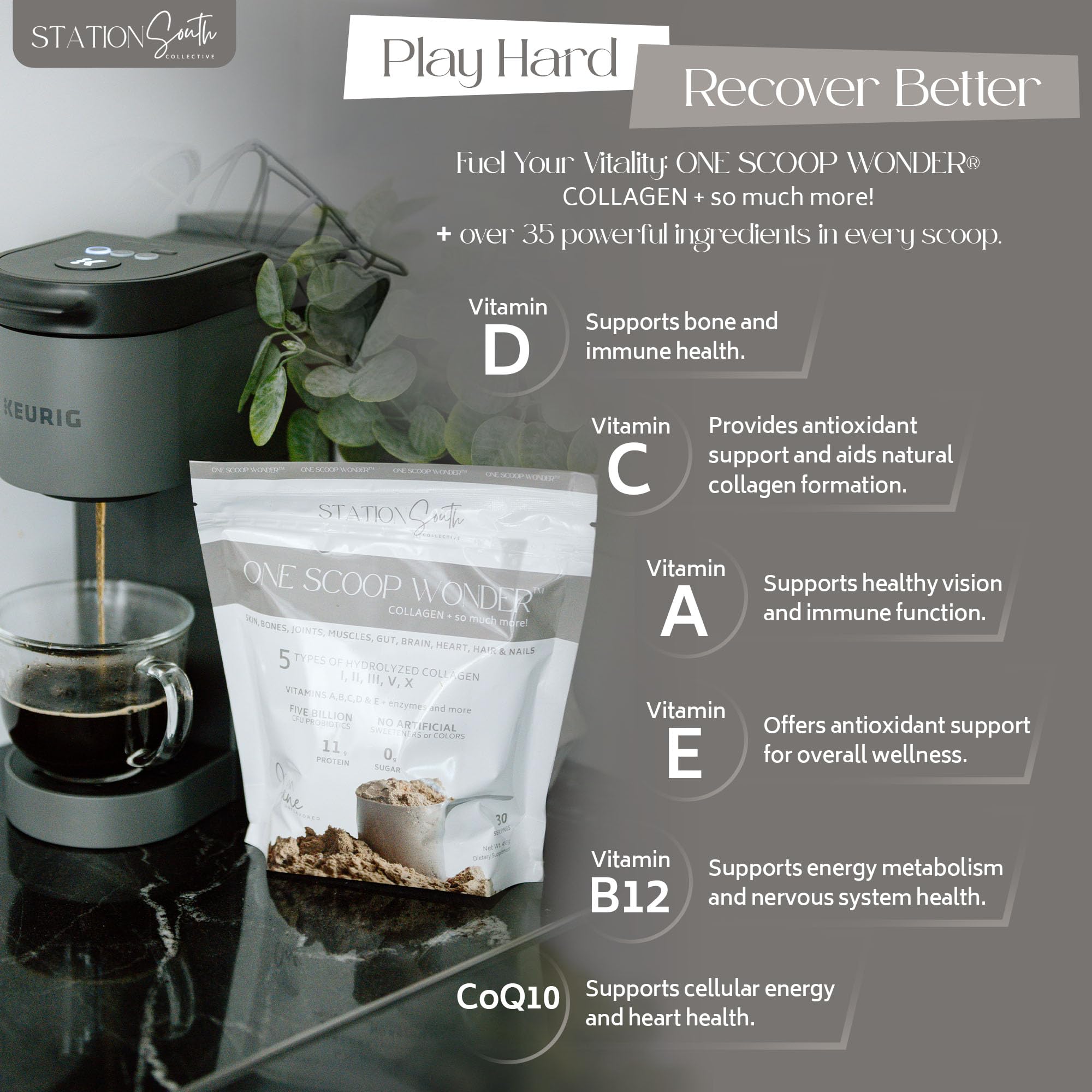 Close-up of label highlighting servings and hydrolyzed ingredients.