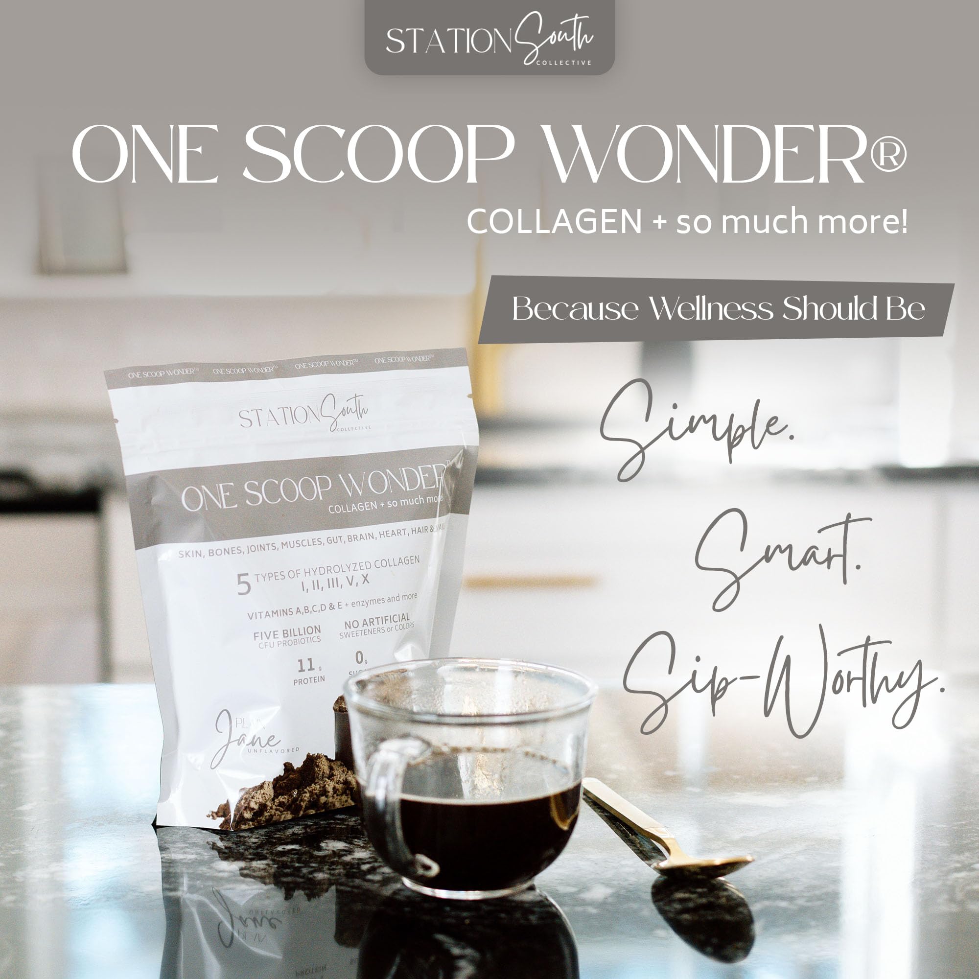 Station South Collective packaging emphasizing clean label and premium blend.
