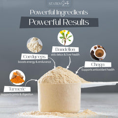 Station South Collective label close-up shows 35 ingredients for skin and joints